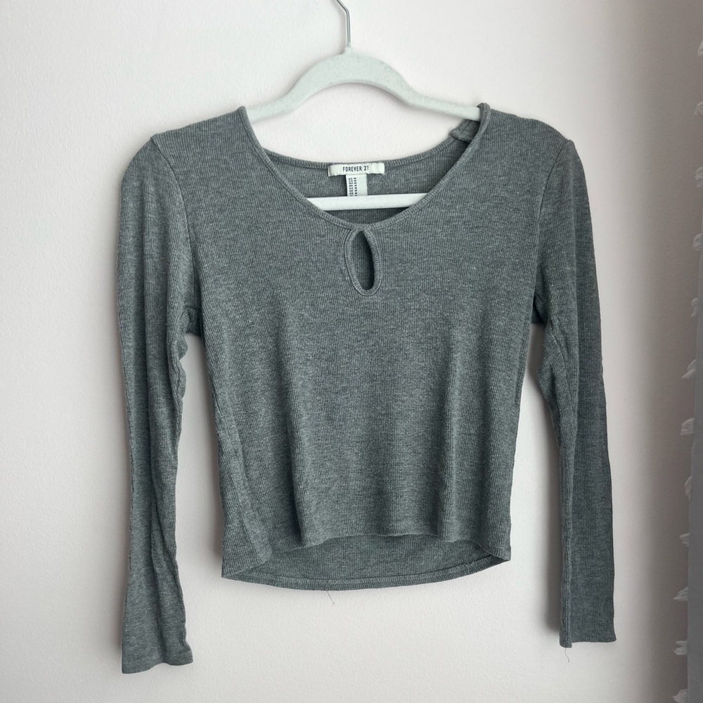 forever 21 cropped grey long sleeve